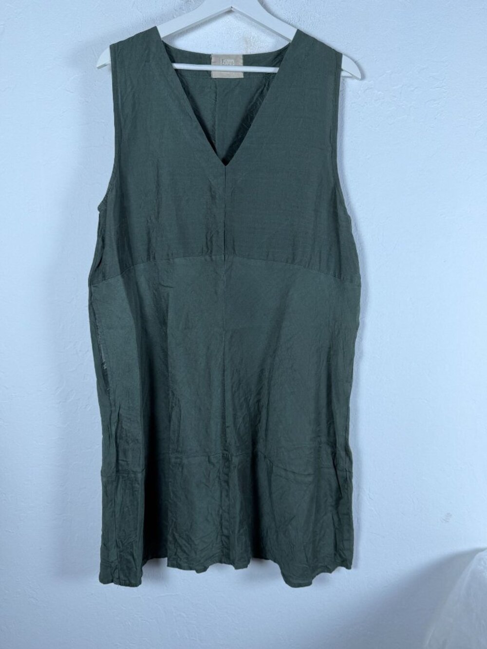 Blue Fish Womens Green Sleeveless V-Neck Tunic Shift Dress Size 0 Lagenlook
